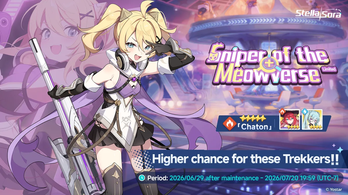 Stella Sora Chaton Limited Recruitment — Sniper of the Meowverse Banner Details