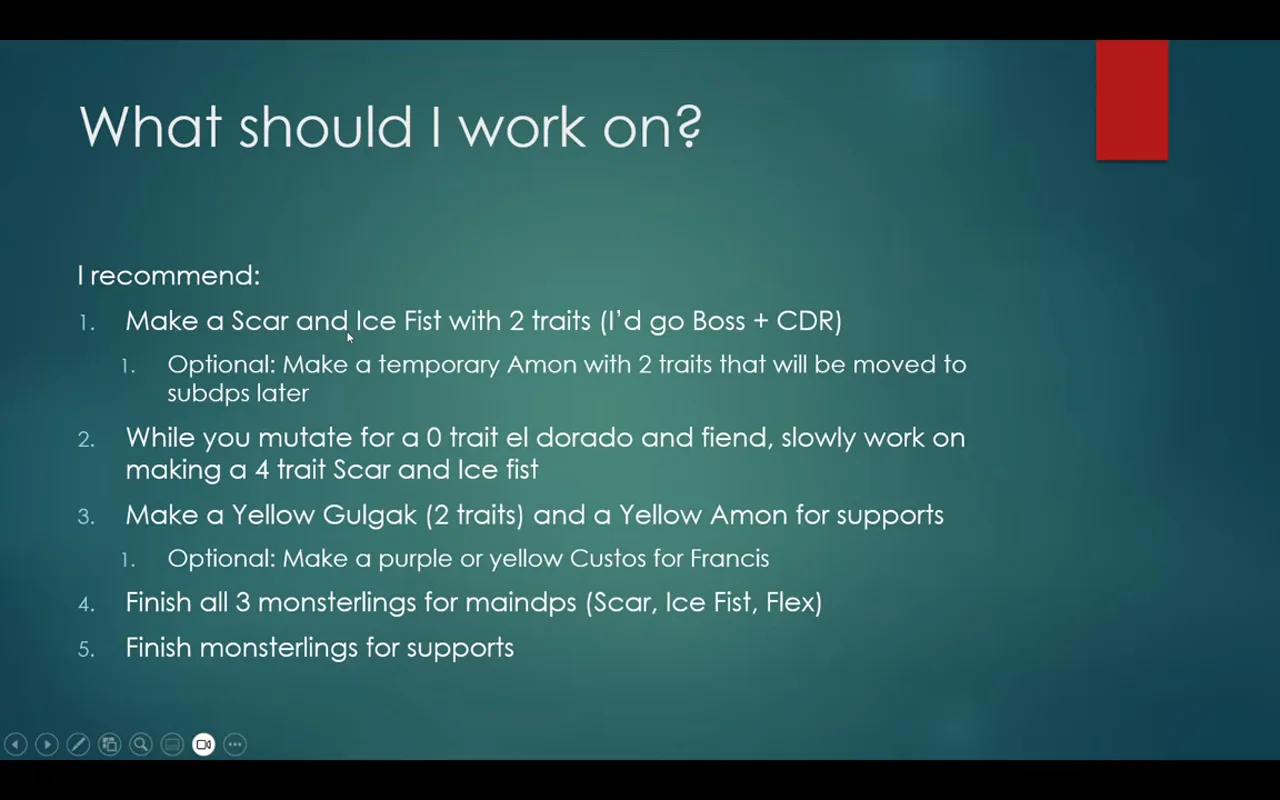 Recommended monsterling progression order, from your first DPS pieces to finished support sets.