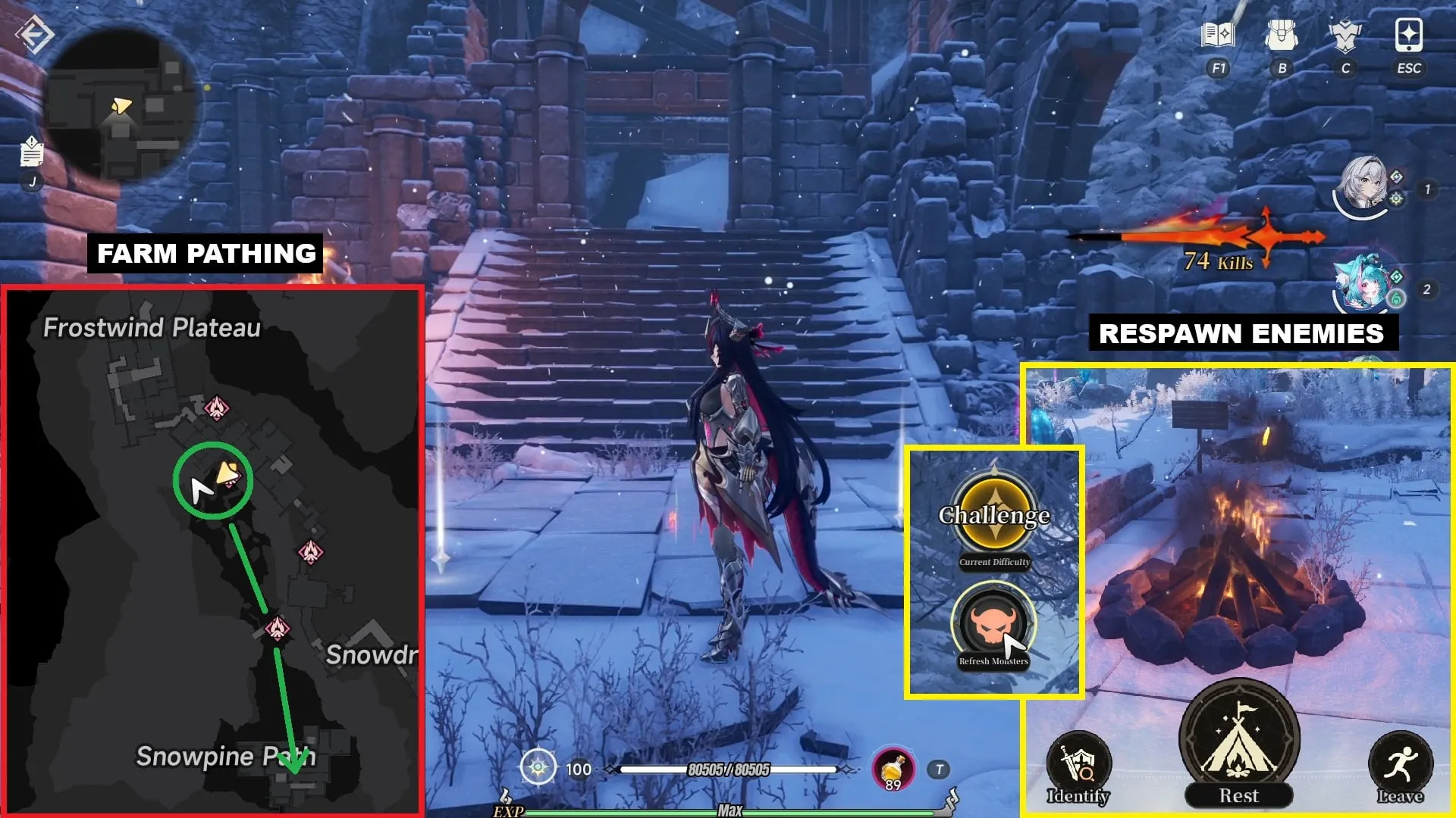 Milk Ice Mountain bonfire loop for levels 60 to 65