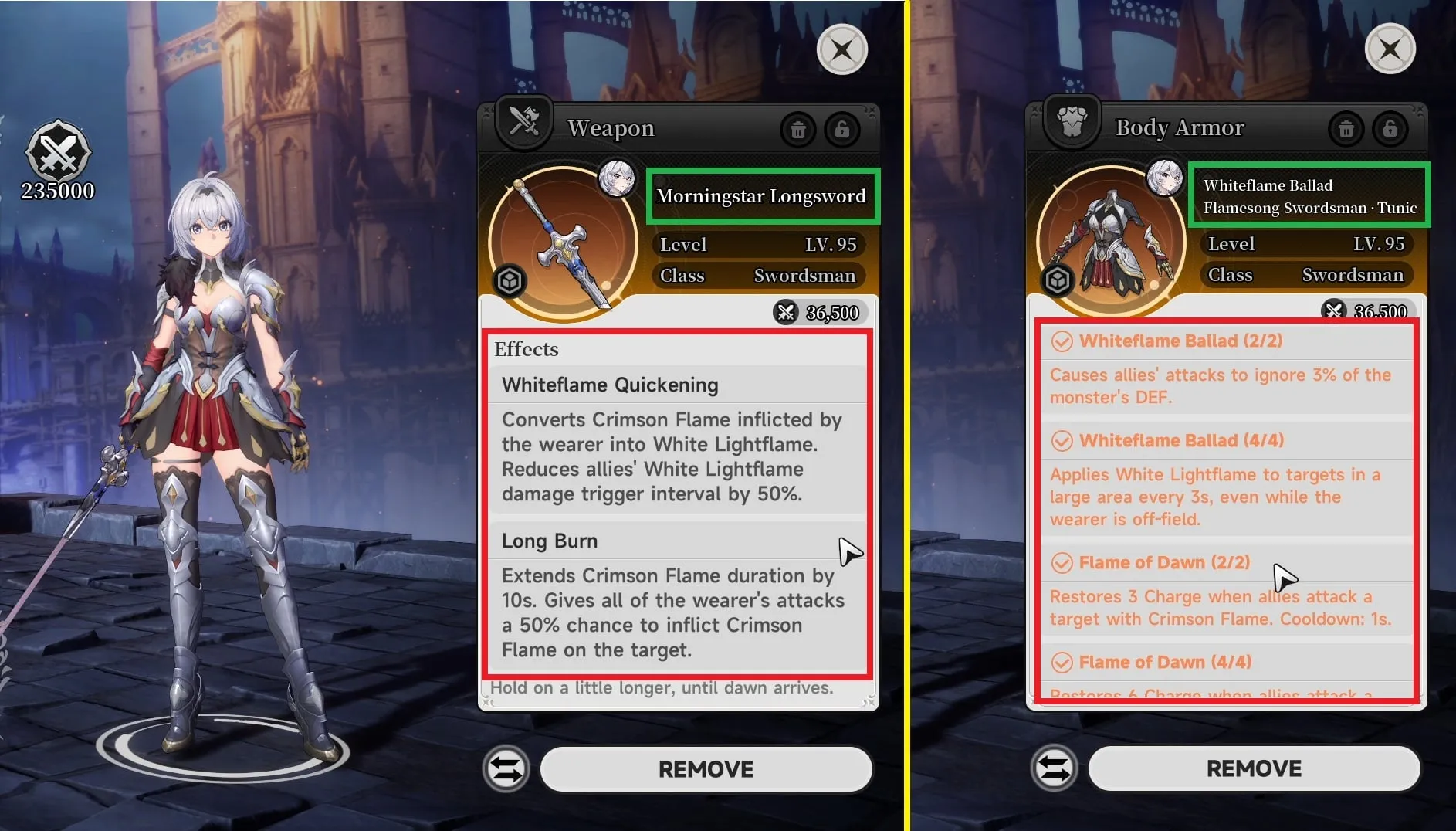 Zero's Morningstar Longsword and Whiteflame Ballad armor set