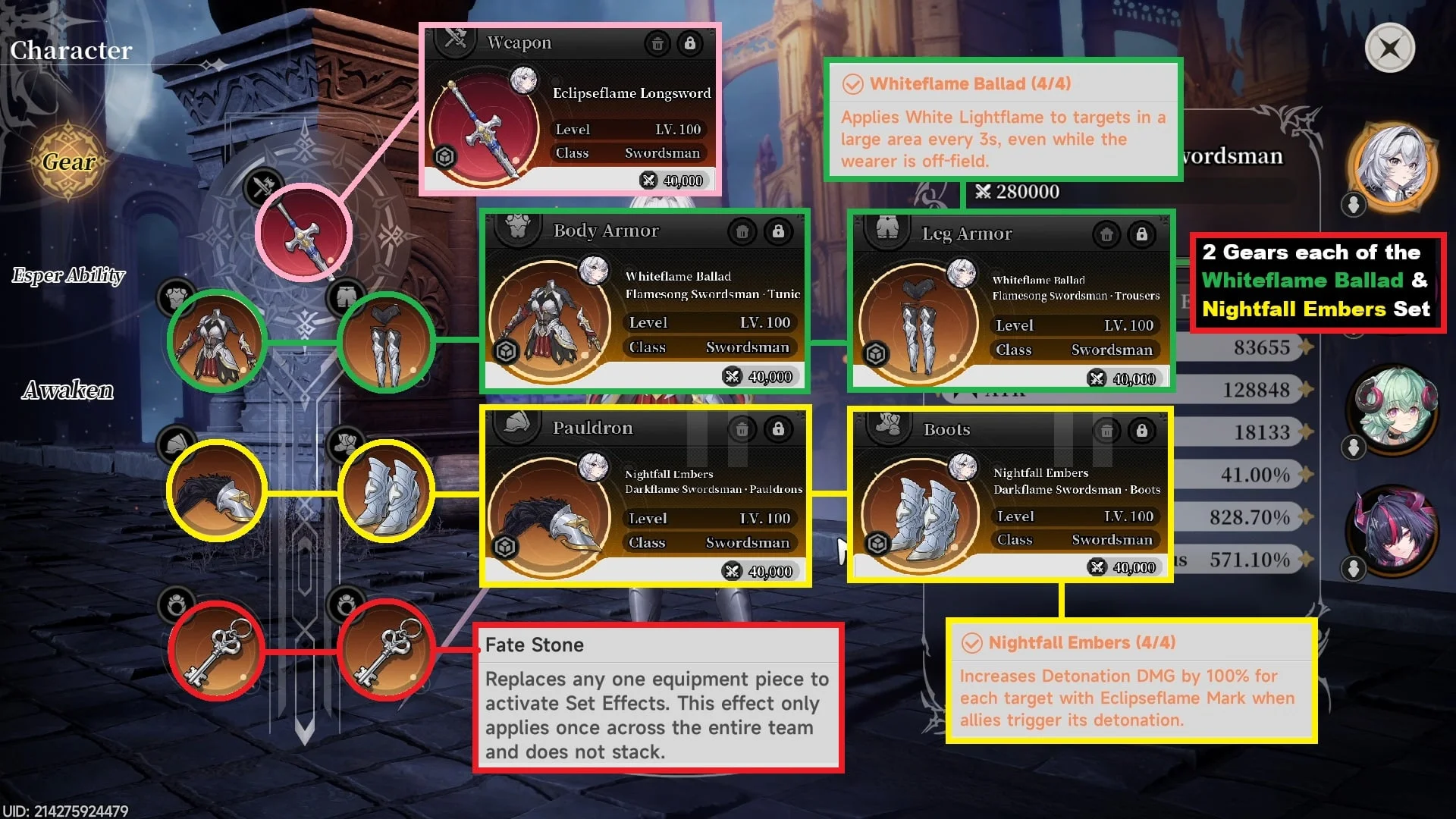 Zero's Eclipseflame Longsword, Whiteflame Ballad, and Nightfall Embers setup