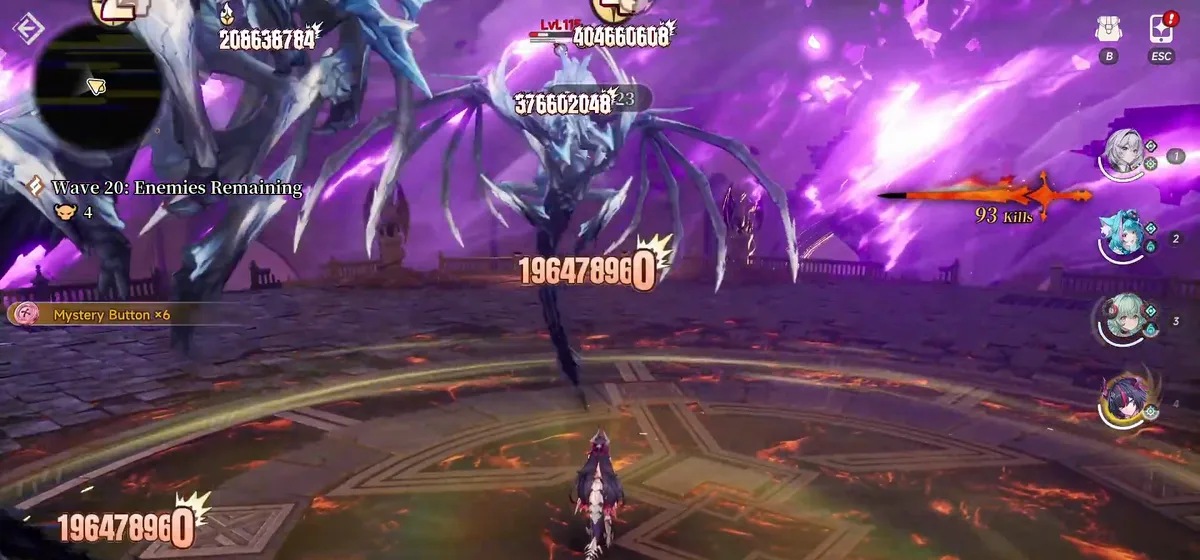Wave 20 of Infinite mode, with a Mystery Button drop of six