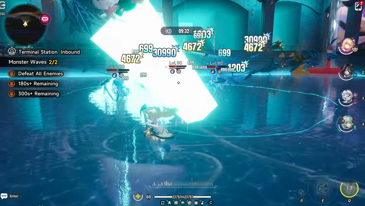 Akane clearing a wave in the Blackbird team