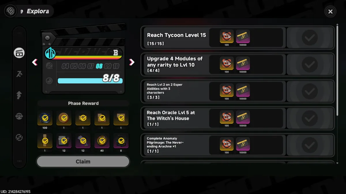 The Level 8 Exploration Guide milestone reward screen showing the Legendary Lost Radiance Cartridge