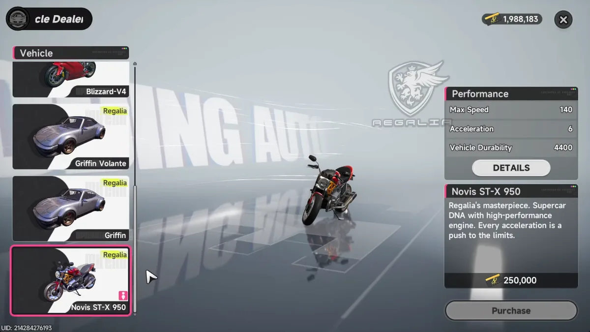 The Novis ST-X 950 motorcycle being summoned off-road for cross-terrain traversal