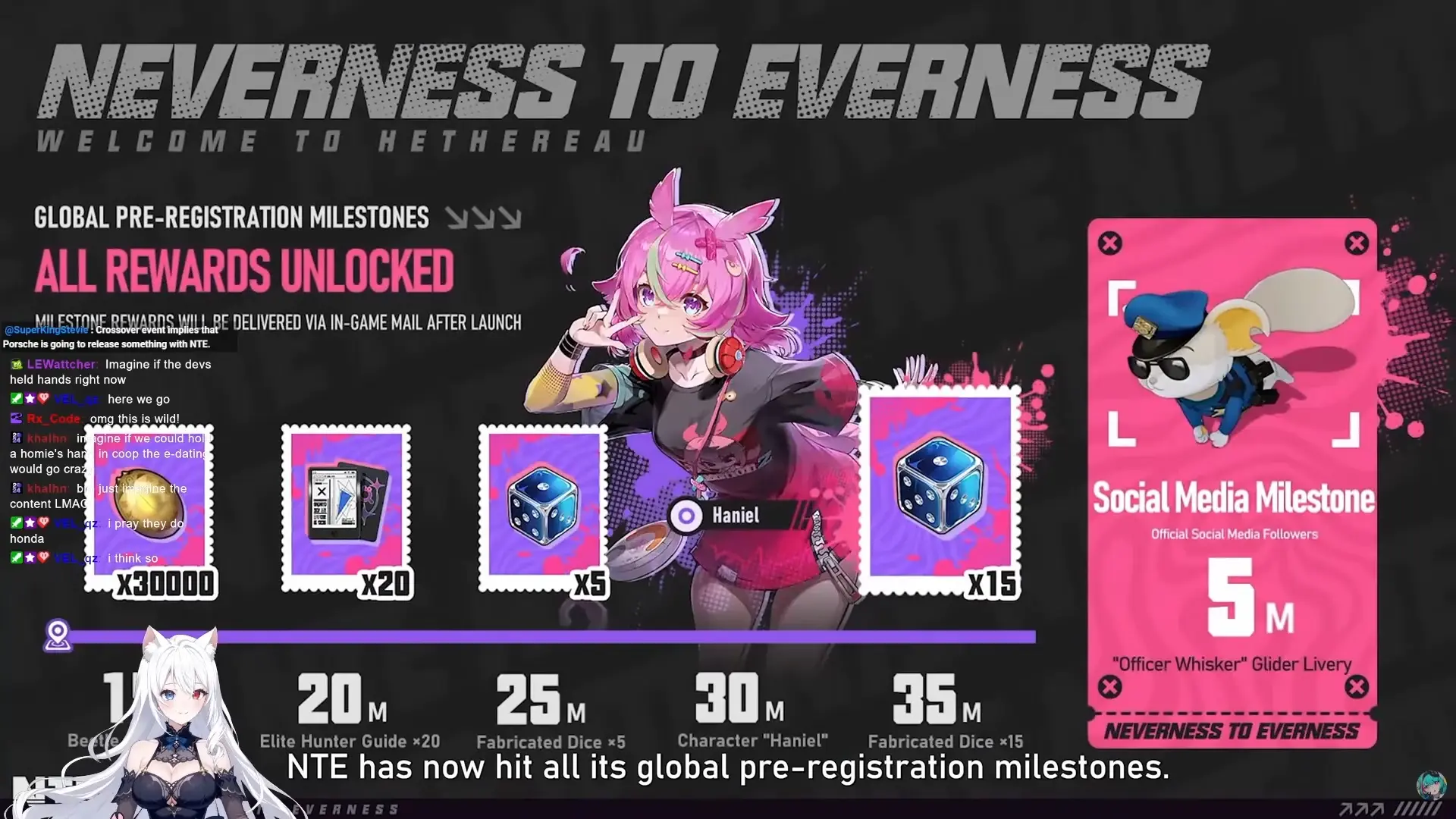 Pre-registration reward milestones — free A-rank, summons, and cosmetics before launch