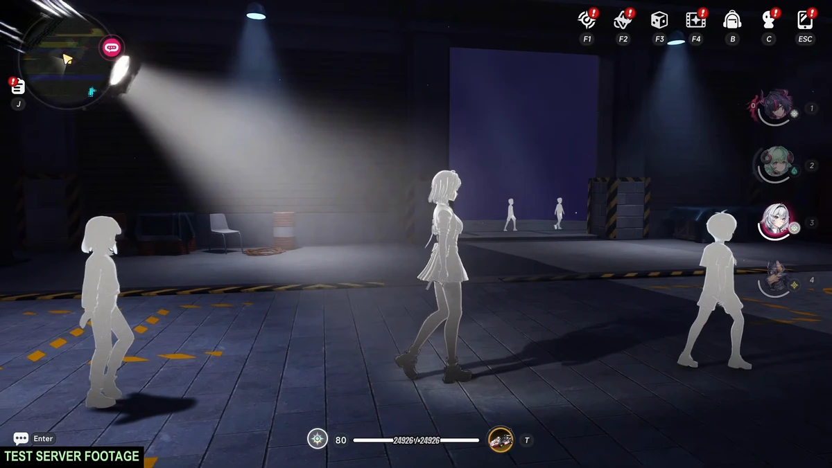 Stay in the line of pale figures and keep your distance from the one in front.