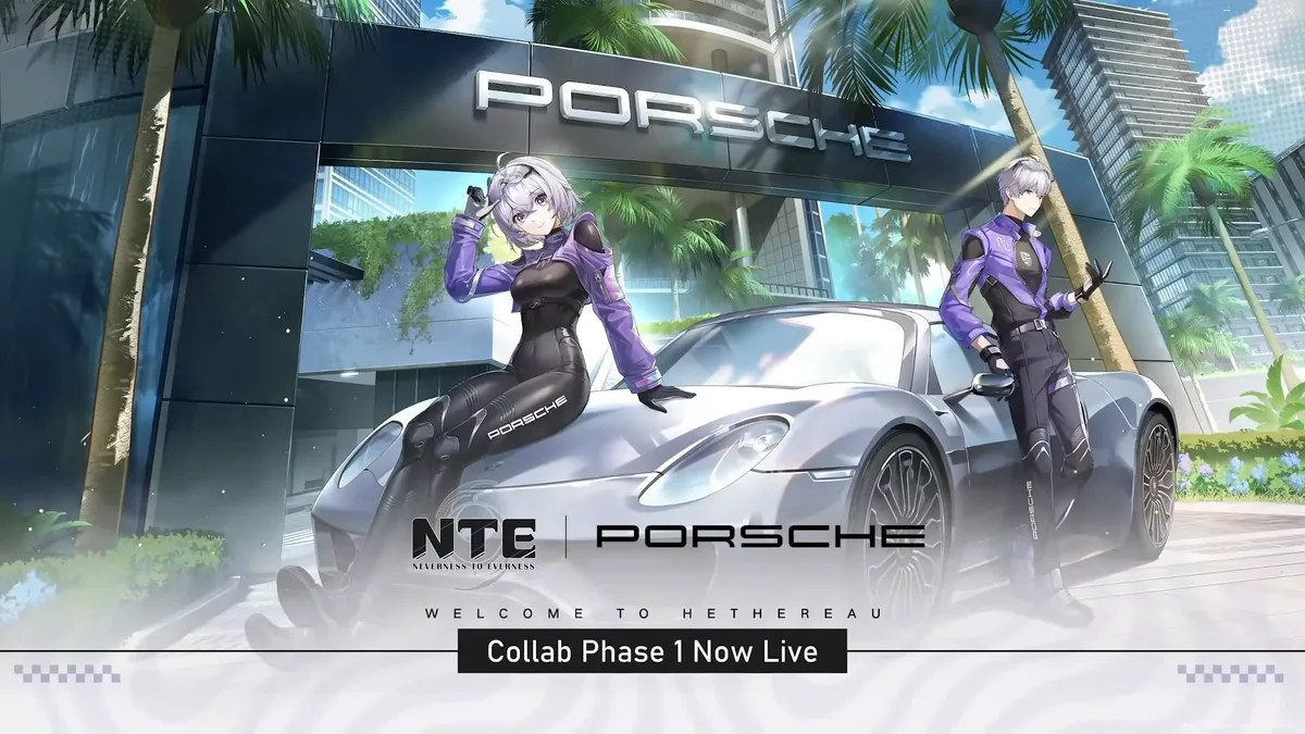 Official NTE x Porsche 918 Spyder collaboration promotional banner