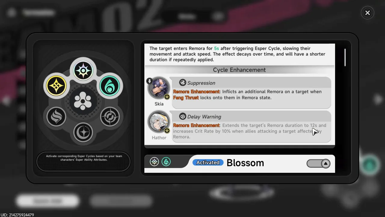 Skia and Hathor Remora enhancements in the Esper Cycle menu