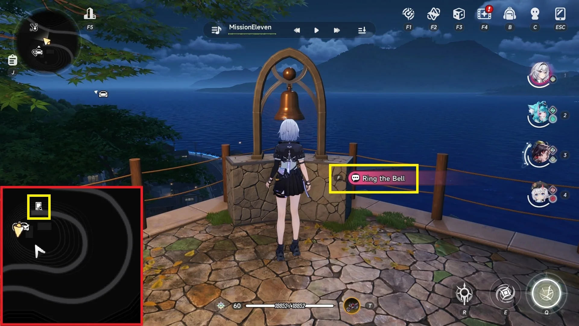 Bell location just around the corner from the Lighthouse. Ring it to summon fog and complete the final tale.