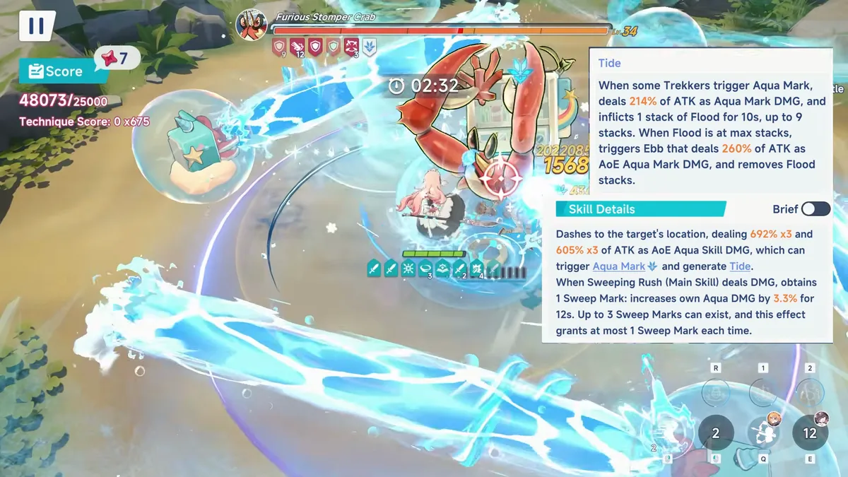 Tide, Flood and Ebb as the in-battle tooltip describes them