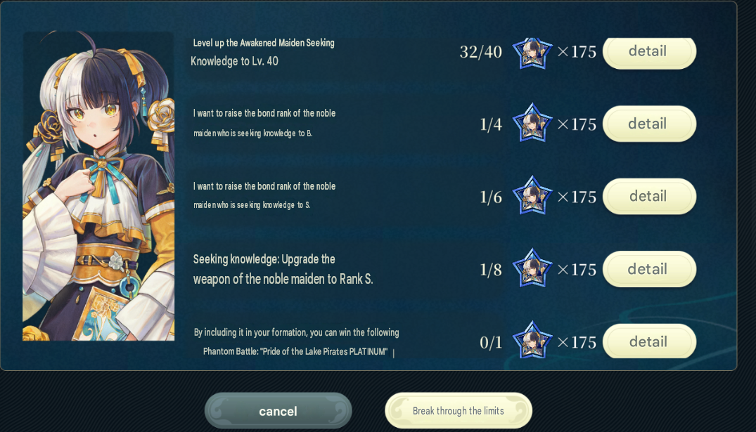 Tablet completion feeds duplicate material back into characters the gacha never offers.